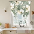 thumbnail image 3 of Vintage Blooming Tie Up Curtain 63 Inches Long, White Floral Watercolor Sage Green Oil Paint Balloon Style Kitchen Window Curtain Over Sink, Small Window Rod Pocket Curtain 52"x63", 3 of 9