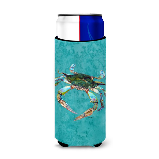 Aisladores para bebidas Blue Crab on Teal Ultra para latas delgadas 8657MUK Caroline's Treasures 8657MUK