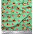 thumbnail image 1 of Soimoi Green Cotton Duck Fabric Stripe, & Papaya Fruits Print Sewing Fabric Yard 42 Inch Wide, 1 of 1