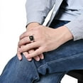 thumbnail image 4 of PAURO Men's Stainless Steel Vintage Enamel Square Cross Rings Biker Rock Cocktail Party Ring Silver Gold Size 10, 4 of 5