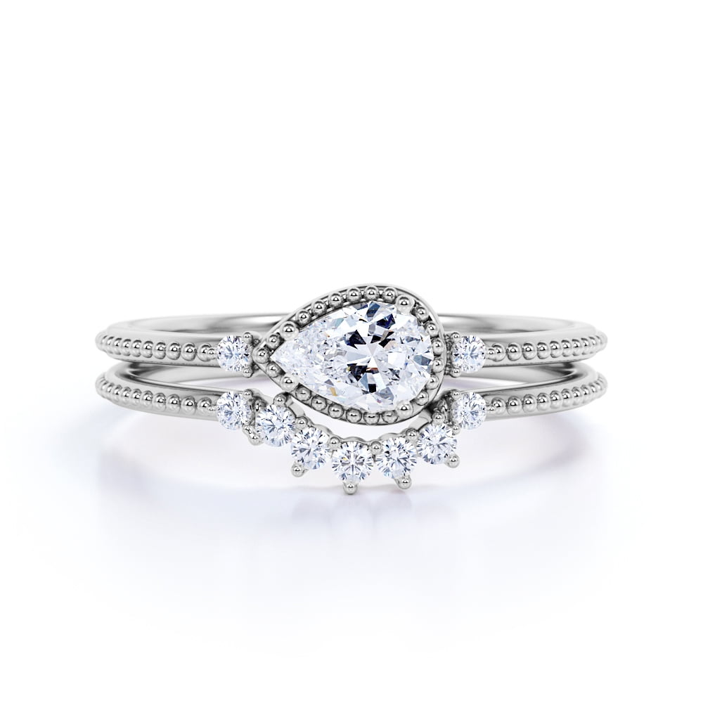 JeenMata Sideways .50 Carat Pear Shaped Real Diamond