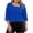 Blue-34, variant on Women's Plus Size 3/4 Sleeve Tops, Asymmetrical Neck T-Shirt with Decorative Buttons, Sizes L-5X
