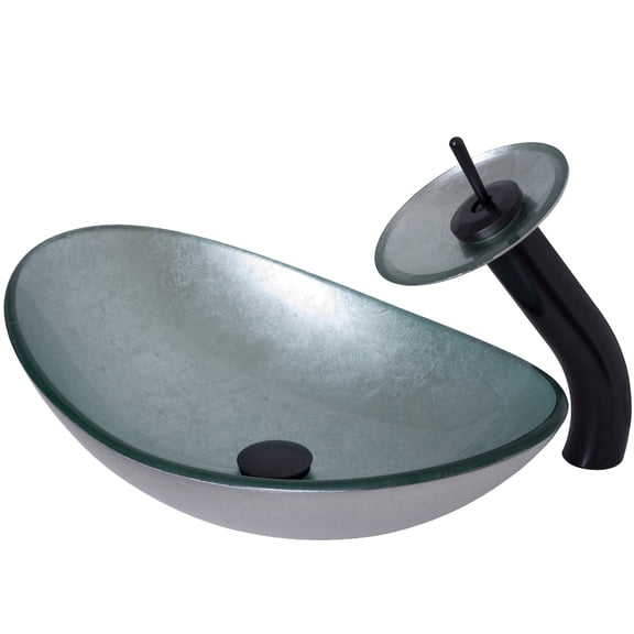 Novatto NSFC-70328031001ORB Argento Oval Glass Vessel Bathroom Sink Combo Set, Oil-Rubbed Bronze