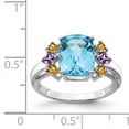 thumbnail image 4 of Primal Silver Sterling Silver Rhodium Light Swiss Blue, Amethyst and Citrine Ring, 4 of 6