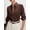 Brown, variant on Women's Fitted Button Down Shirt with Turn-Down Collar and Long Sleeves for Office Wear