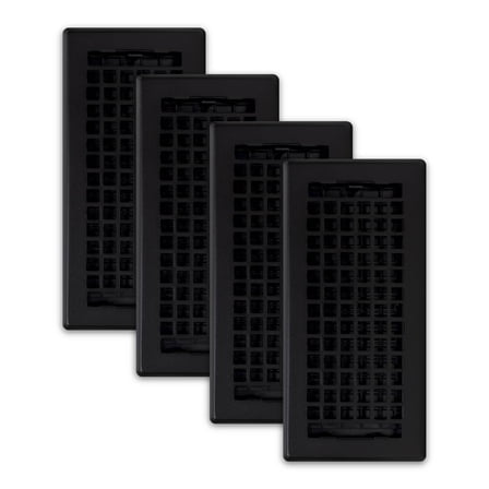 Decor Grates (4-Pack) LTH410-BLK Lattice Floor Register, 4x10 Inches, Textured Black Finish