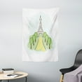 thumbnail image 1 of Eiffel Tower Tapestry, Hand Drawn Print of Famous Tower and Trees, Wall Hanging for Bedroom Living Room Dorm Decor, 40W X 60L Inches, Pale Green Pastel Yellow Grey Yellow and Umber, by Ambesonne, 1 of 2