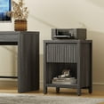 thumbnail image 5 of SICOTAS 26" Tall Farmhouse Nightstand Set of 2 with Drawer, Modern Beside Table with Minimalist Fluted Design & Handle-Less Storage Engineered Wood Bed Side Table for Bedroom, Black Oak, 5 of 13