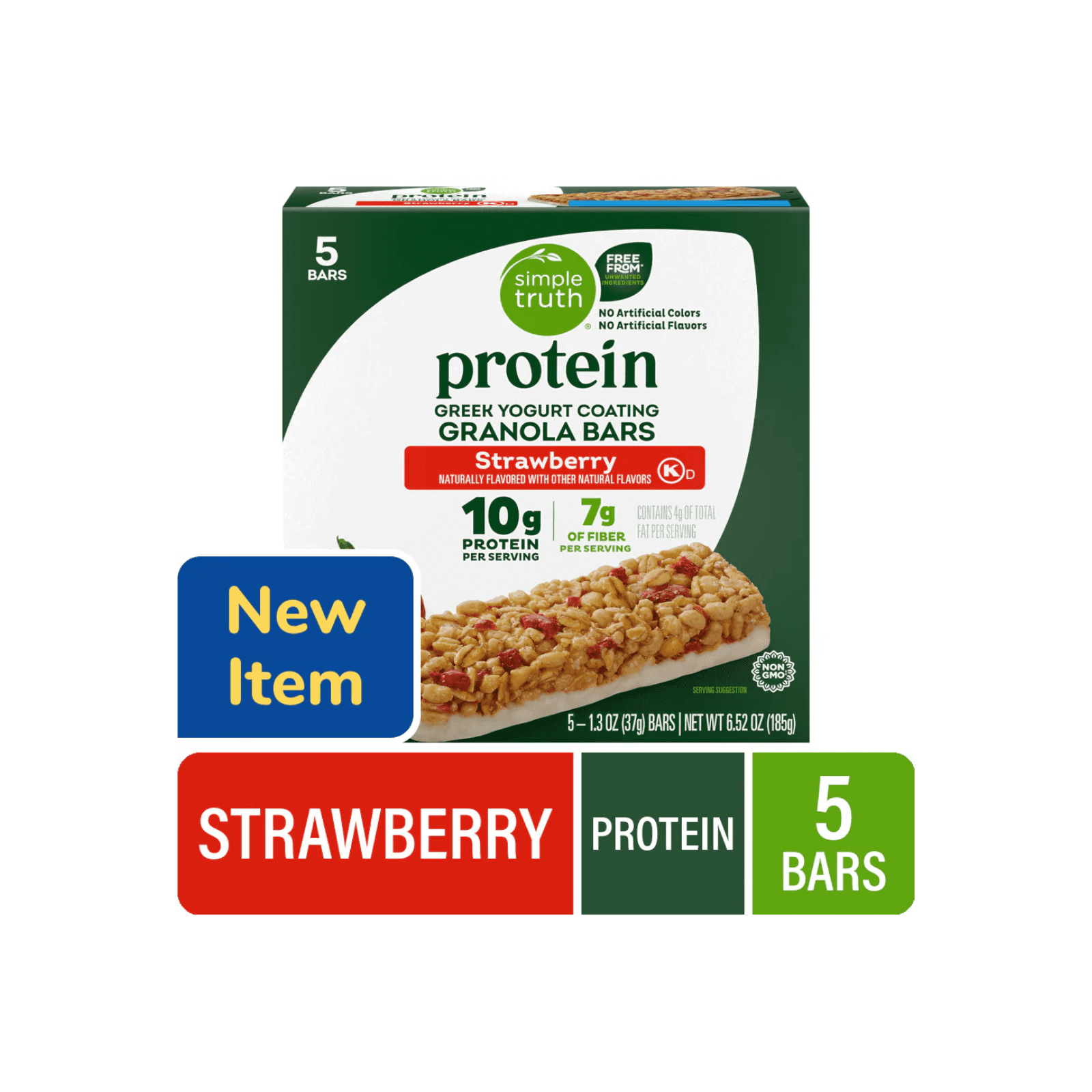 Simple Truth Greek Yogurt Coating Granola Bars Protein Strawberry 6.52 Oz 2 Pack + Bonus
