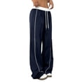 thumbnail image 6 of Women's Wide Leg Track Pants with Pockets, High Waisted Drawstring Sweatpants, Side Stripe Casual Lounge Workout Pants, 6 of 8