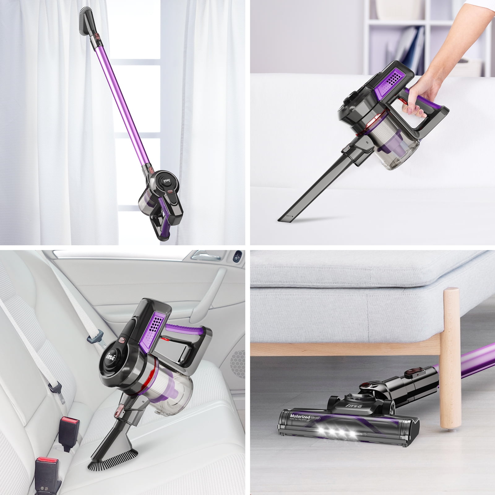 INSE Cordless Vacuum Cleaner 25000Pa 45min Lightweight Stick Vacuum for Home Pet Hair Carpet Floor  (图4) INSE Cordless Vacuum Cleaner 25000Pa 45min Lightweight Stick Vacuum for Home Pet Hair Carpet Floor  (图4)