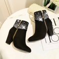thumbnail image 2 of NECHOLOGY Botas Mujer Adulto Femenino Zapatos Botines para mujer Botas zapatos cómodos de los pies Casual Bombas mujeres Round Zipper Heels botas de mujeres (Black, 6.5-7), 2 of 6