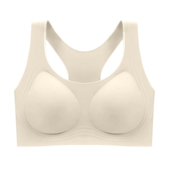 Qgtaibl Women's Racerback Seamless Sports Bra No Underwire Molded Cups Wide Strap Bralette Plus Size Breathable Tank Style Comfortable Daily Bras White XXXXXL
