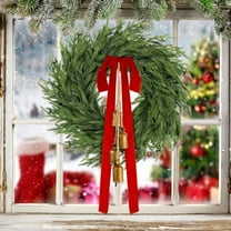 Artificial Christmas Wreaths,23.62Inch 3D Norfolk Realistic Artificial Green Leaves Wreath For Front Door,Wall, Window Decor