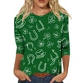 thumbnail image 2 of Womens St Patricks Day Plus Size 3/4 Sleeve T Shirts Funny Green Shamrock Graphic Saint Patrick's Day Tee Tops Army Green 2XL, 2 of 7