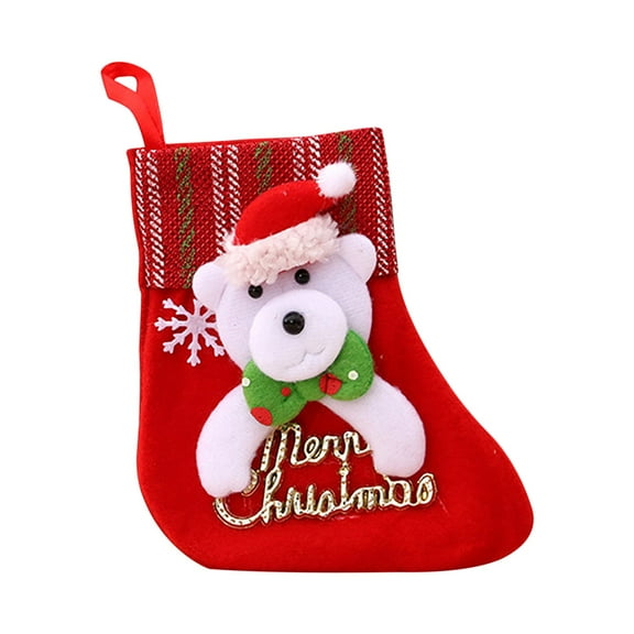 Fridja Christmas Stocking Christmas Tree Hanging Party Tree Decor Santa Stocking Plush Knitting Sock Gift Candy Bags