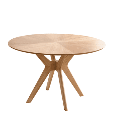 AmpelioDécor 46.7”Dining Table for 4-6 Person, Rustic Wood Kitchen Table, Round Dining Table for Kitchen, Dining Room & Living Room, Natural