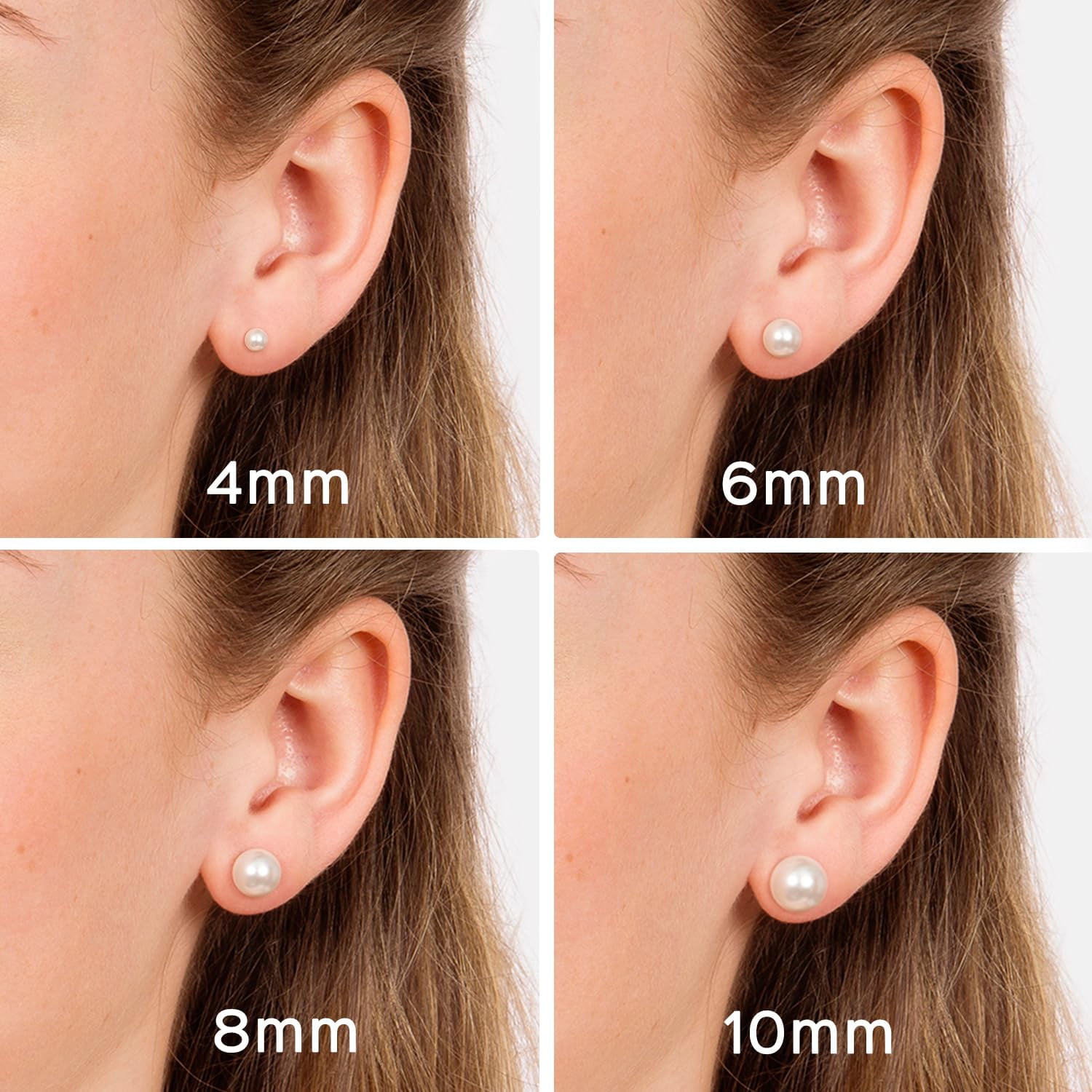 ChicSilver 4mm Sterling Silver Handpicked AAA+ Quality Freshwater Cultured Stud Pearl Earrings for Women