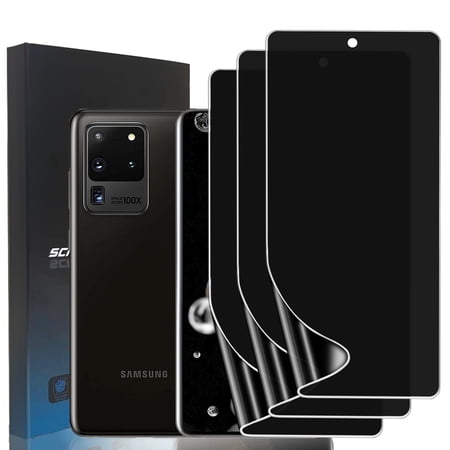 ZYQEEE Privacy Screen Protector for Samsung Galaxy S20 Ultra 5G, Anti-Spy TPU Protective Film,Support Fingerprint Unlock,Curved Coverage [Not Tempered Glass], 3 Pack
