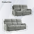 thumbnail image 6 of Bonzy Home Power Reclining Sofa Set — Fabric Electric Recliner Loveseat & 3 Seater Sofa Couch with Cup Holders, USB Type-C Charging Ports & Hidden Storage, 5 Seats, Light Grey, 6 of 7
