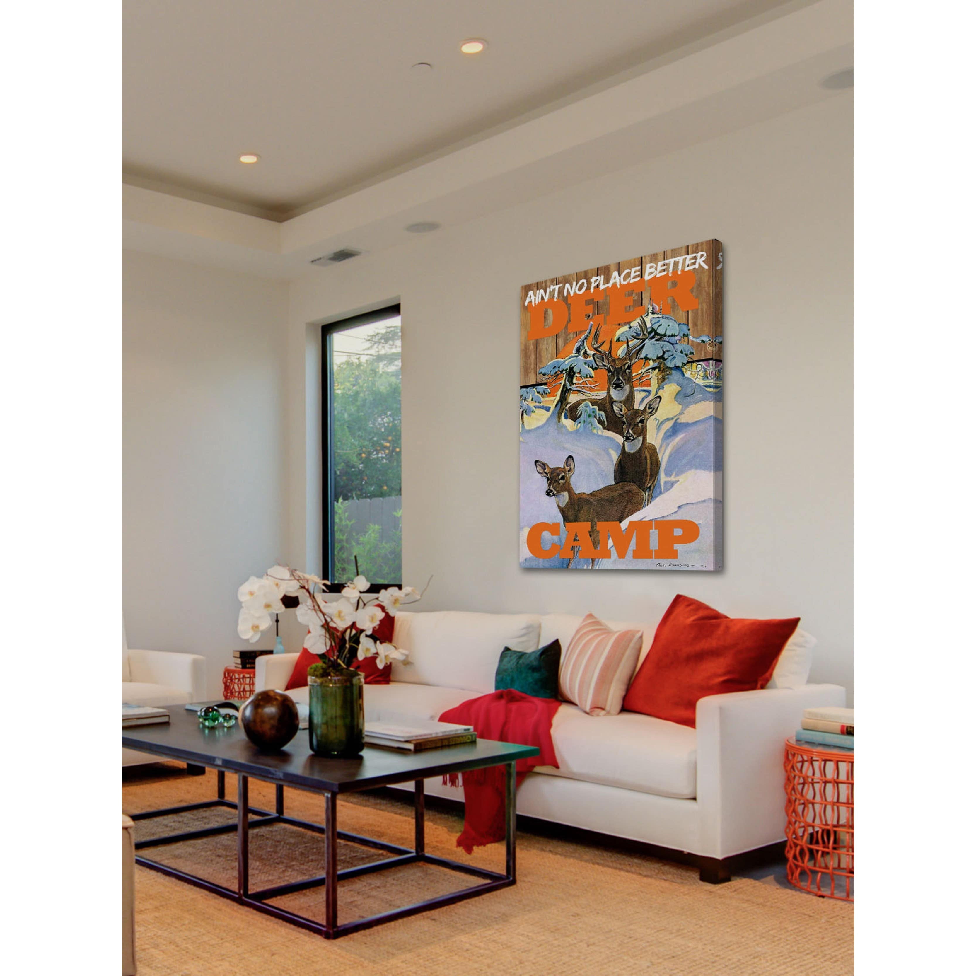 Marmont Hill Inc Marmont Hill - "Deer Camp" by Saturday Evening Post Painting Print on Canvas - Multi-color