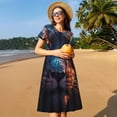 thumbnail image 4 of Disketp Forest Cool Lion para Vestido de Manga Corta para Mujeres, Vestidos de Verano para Mujeres, Casual y Holgado para la Playa, 4 of 6