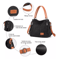 thumbnail image 4 of Bolso Multifuncional De Lona De Gran Capacidad Para Mujer, Negro/cafe, 4 of 5