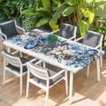 thumbnail image 2 of Blue Poinsettia Christmas Table Cloths for 3 Foot Rectangle Tables, Xmas Botanical Balls Snowflake Patio Waterproof Elastic Fitted Tablecloths, Washable Rectangular Table Cover for Camping, 2 of 8