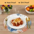 thumbnail image 4 of Orange Navy Blue Coral Round 13 Inch Placemats Set of 6, Summer Beach Coastal Ocean HeatResistant Non Slip Place Mats for Dining Table, Wipeable Braided Kitchen Table Mats for Housewarming, 4 of 9