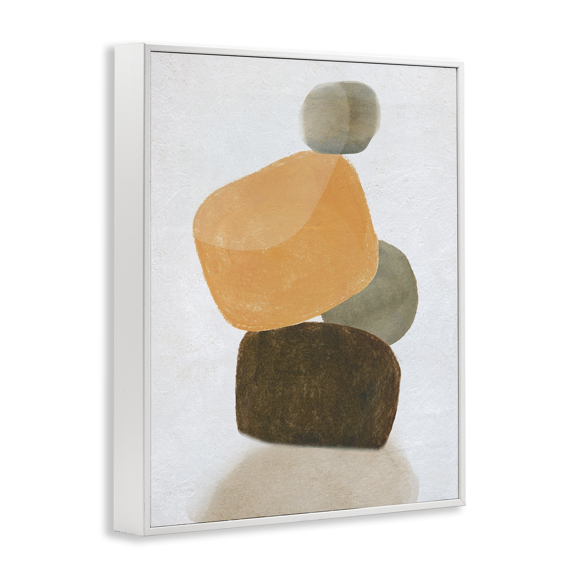 Stupell Industries Orange & Grey Rocks Abstract Painting White Framed Art Print Wall Art, 24 x 30