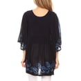 thumbnail image 2 of Sakkas Lynda Two Tone Batik Embroidered Palm Tree Peasant Top / Poncho - Blue - One Size Regular, 2 of 5