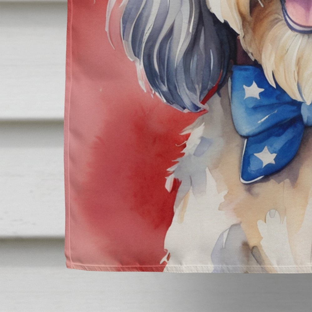 Tibetan Terrier Patriotic American House Flag 28 in x 40 in