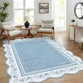 thumbnail image 5 of Garvee 10'x13' Scalloped Area Rug Modern Floral Bordered Carpet, Machine Washable Rug with Non Slip Backing Soft Foldable Mat for Living Room Bedroom Dining Room, Blue, 5 of 8