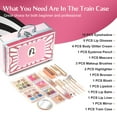 thumbnail image 3 of Color Nymph Girls Makeup Kits For Teens With Pink Retro Train Case Included Portable Matte Shimmer Glitter Eyeshadow Palettes,Lipstick,Lip Oils,Blushes,Highlighter,Brushes,Mirror, 3 of 8