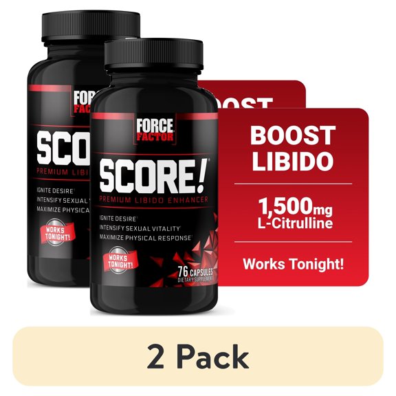 (2 pack) Force Factor SCORE! Nitric Oxide Booster for Men with L-Citrulline, Horny Goat Weed & Ashwagandha to Enhance Libido, Stamina & Drive