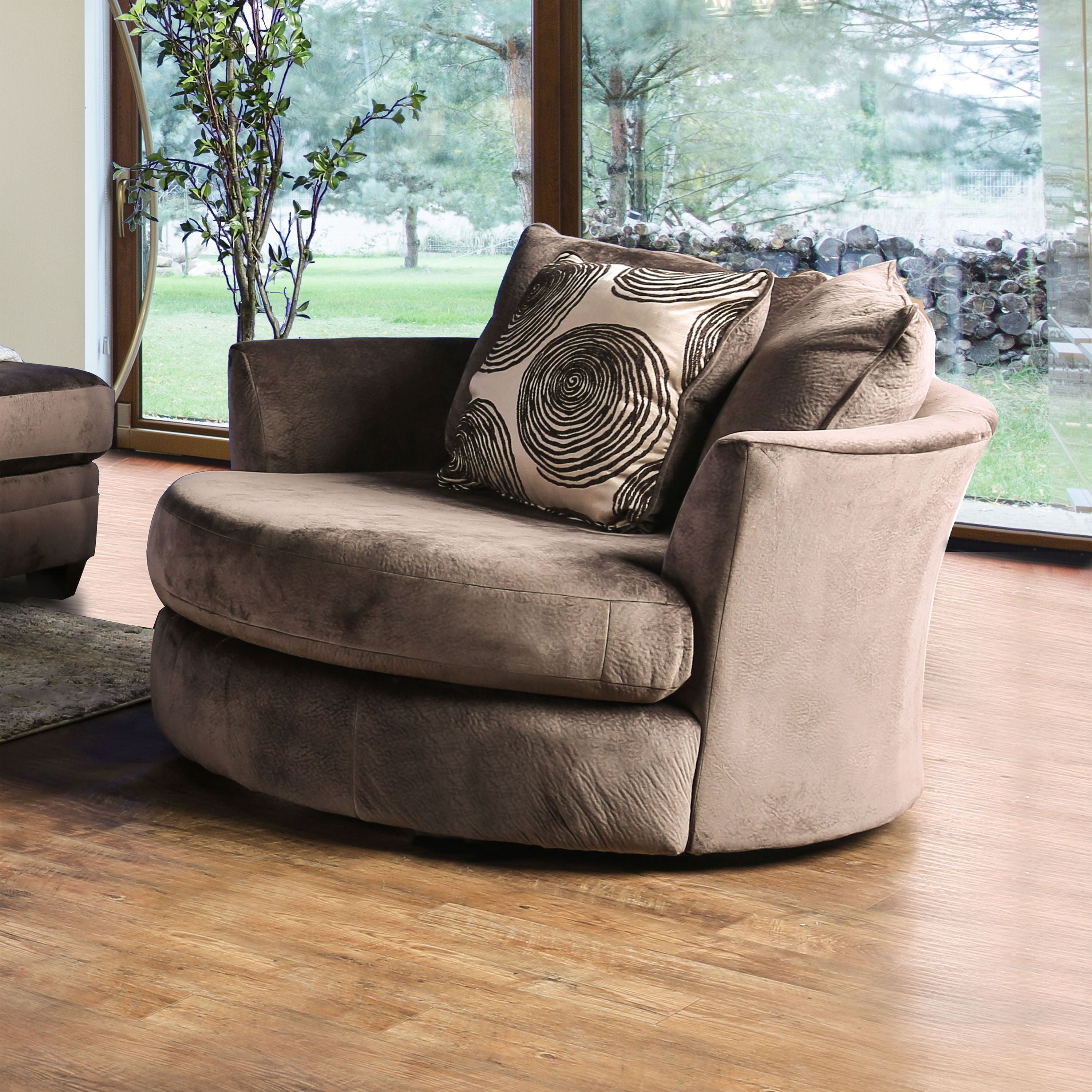 Furniture of America Transitional Fabric Hendricks Accent Chair, Brown