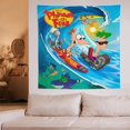 thumbnail image 6 of Phineas And Ferb Tapestry Wall Hanging Wall Art Decor Wall Tapestry for Living Room Bedroom Dorm 60"x60", 6 of 8
