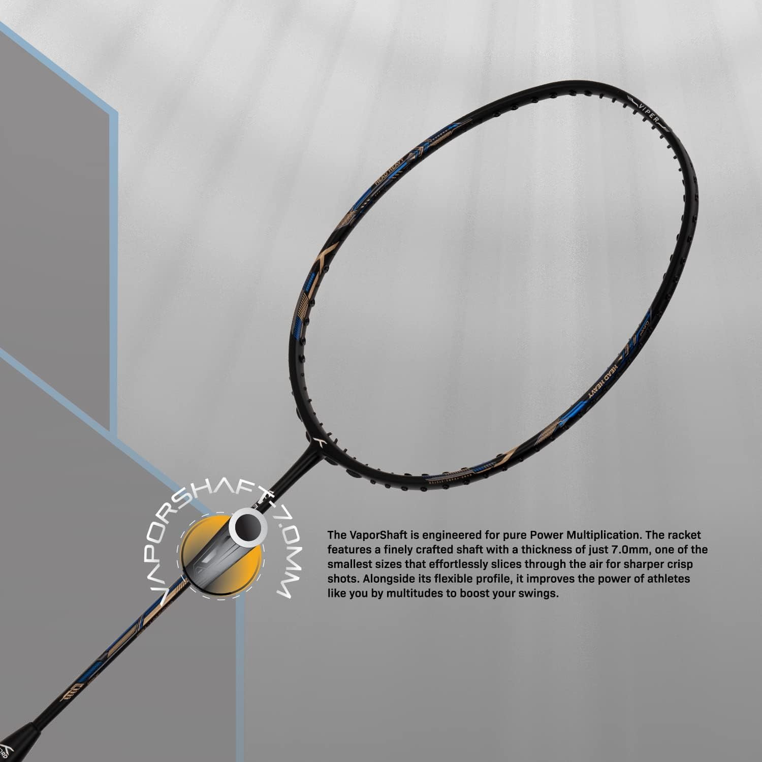 HUNDRED Viper 900 Carbone Raquette De Badminton 79g, Tête Lourde, Tension Max 32lbs, G6, Avec Housse, Pour Joueur Intermédiaire Offensif