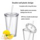 thumbnail image 3 of Reusable Plastic Cups Double Wall Transparent Drinking Cup With Straw Reusable Cups Suitable For Fruit Juice, 3 of 5