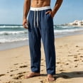 thumbnail image 6 of Tsivenald Work Pants for Men Elastic Drawstring Waist Lightweight Breathable Fabric Loose Fit Summer Beach Trousers, 6 of 9