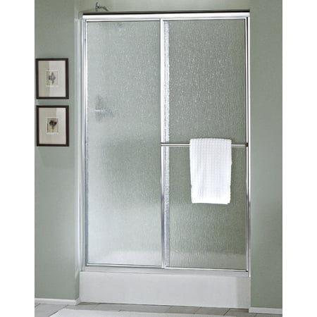 Sterling 5960 55s Deluxe 49 5 54 5 W X 65 5 H Sliding Shower Door Silver Pebbled Glass Texture