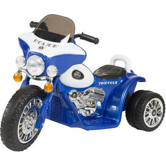3 Wheel Mini Motorcycle Trike for Kids, Battery Powered Ride on Toy by Rockin’ Rollers – Toys for Boys and Girls, 2 - 5 Year Old – Police Car