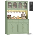 thumbnail image 7 of Homfa 71" Kitchen Pantry with LED Lights and Charging Station, Freestanding Kitchen Cupboard with Storage and Microwave Stand, Floor Cabinet for Dining Living Room, Green, 7 of 7