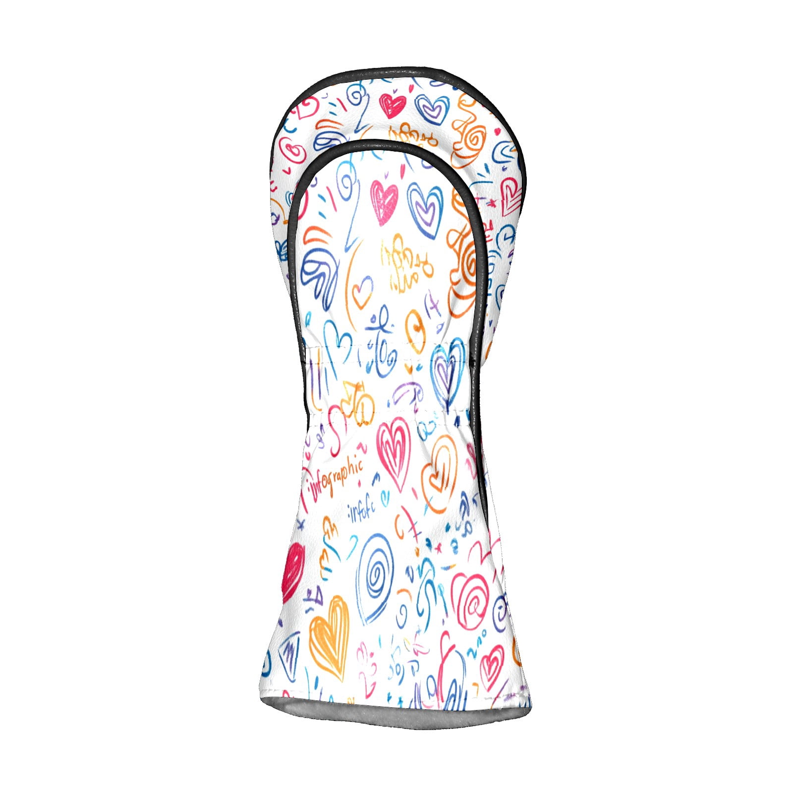 Golf Club Covers PU Leather Waterproof Head Covers for Fairway Woods Hybrids Graffiti Style Pattern