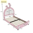 thumbnail image 4 of Aukfa Twin Upholstered Bed Frame, Princess Bed with Bunny Ears Headboard for Kids, White, 4 of 8