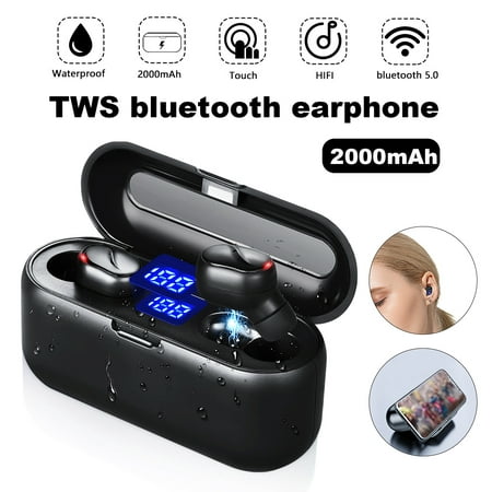 M18A Wireless Earbuds, bluetooth 5.0 Headphones TWS True Wireless Stereo Headset in-Ear Sport Gaming Earphones Built-in Mic with 2000mAh Charging Case for iPhone &