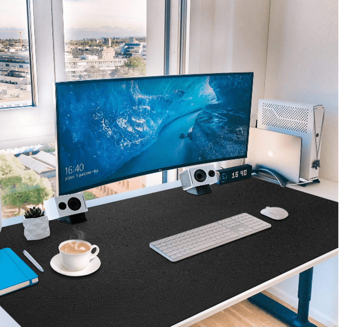 Calendar and Pen Groove Pockets STAR-TOP Desk MAT Large Size Mouse pad,Anti-Slip Desk Mouse Mat Waterproof Desk Protector Mat with Smartphone Stand Dividing Rule