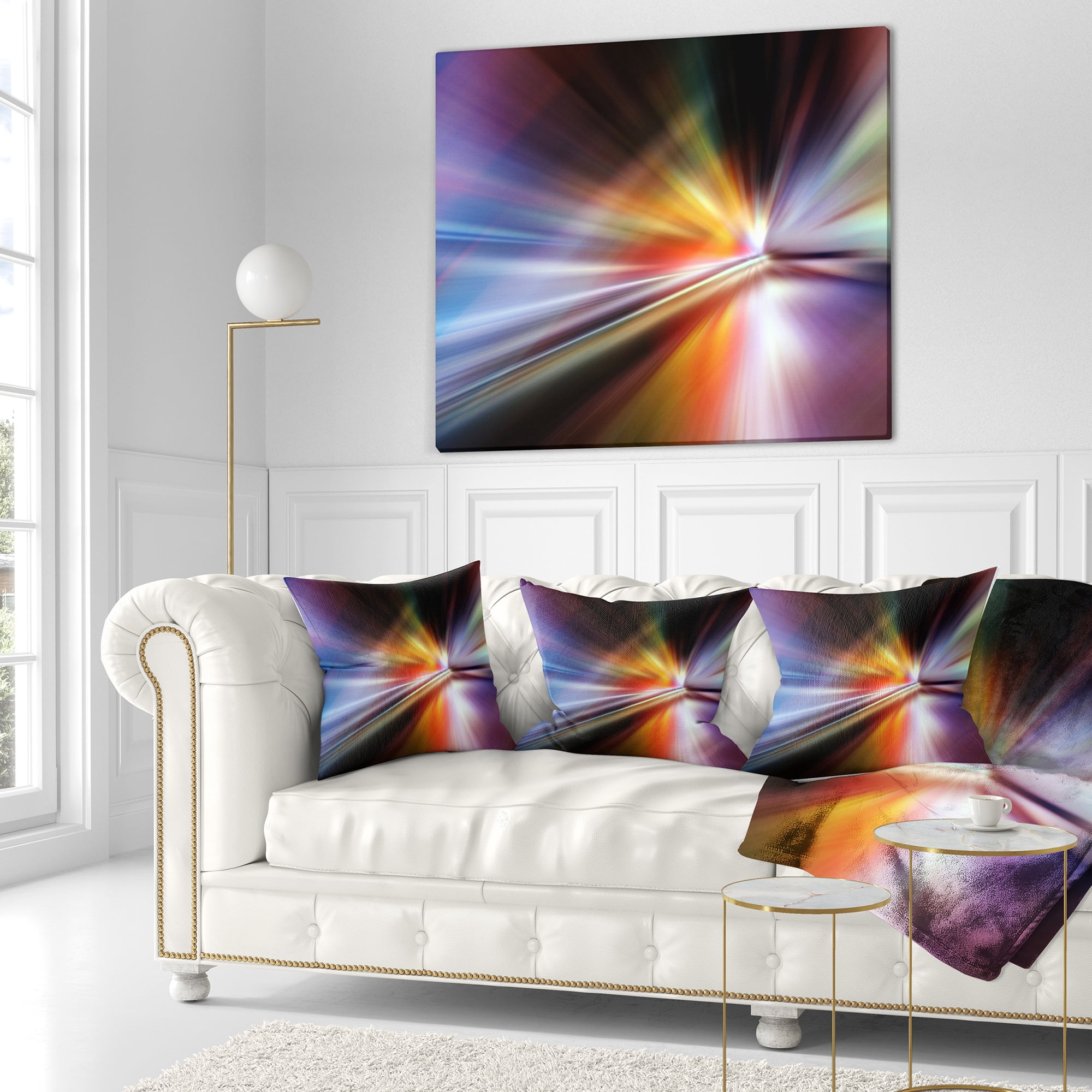 Designart Rays of Speed Purple - Abstract Throw Pillow - 18x18