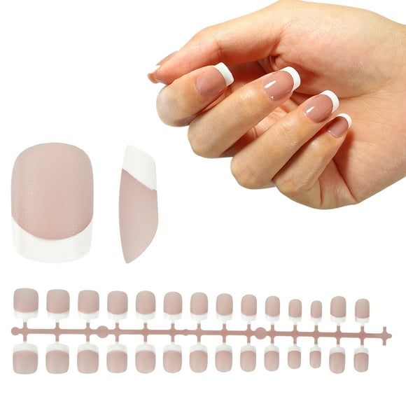 Unique Bargains 240pcs French Gel Nail Tips Short Square French Tip Press on Nails for Nail Art DIY 15 Sizes Coffee