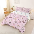 thumbnail image 2 of Homewish Cartoon Pet Cat Queen Comforter Set,Lovely Animals Comforter Sets Queen,Pink,Polkadot Reversible,3 Pieces,1 Comforter and 2 Pillowcases, 2 of 7